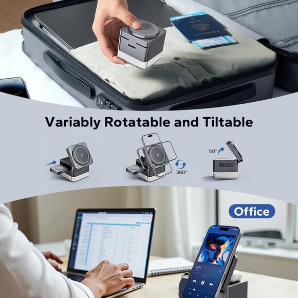 KPON iPhone Nightstand Charging 3 in 1 Wireless Phone Stand w Night Lamp Magsafe - Picture 6 of 6